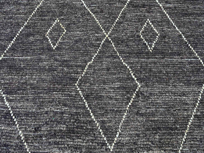Black 8'11" x 12'8" Tribal & Geometric Hand knotted Wool Rug - Sku: O020895