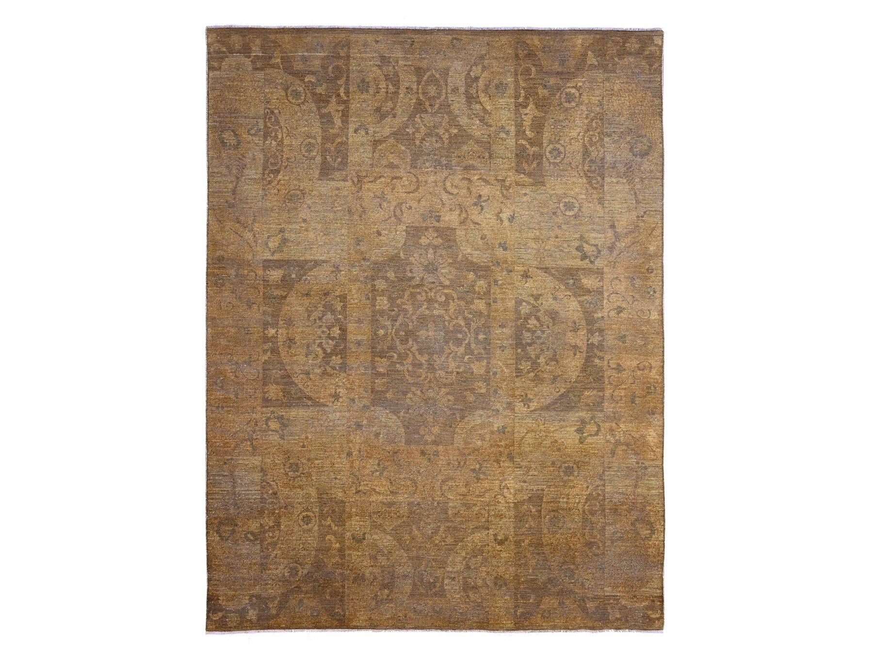 Tribal & Geometric hand-knotted wool rug in Brown, 9' x 11'10" — SKU O020902