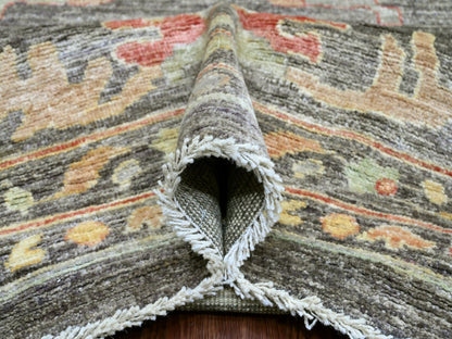 Grey 12'0" x 15'7" Oushak And Peshawar Hand knotted Wool Rug - Sku: O020912