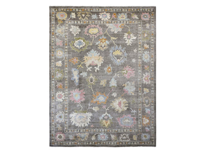Brown 11'10" x 15'9" Oushak / Peshawar Hand knotted Wool Rug - Sku: O020913