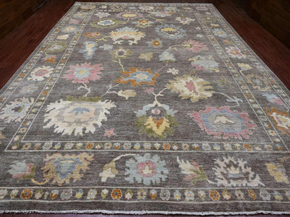 Brown 11'10" x 15'9" Oushak / Peshawar Hand knotted Wool Rug - Sku: O020913