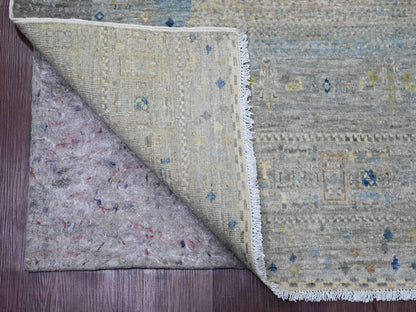 Gabbeh Tribal & Geometric hand-knotted wool rug in Gray, 7'8" x 7'11" — SKU O020915 (view 4)