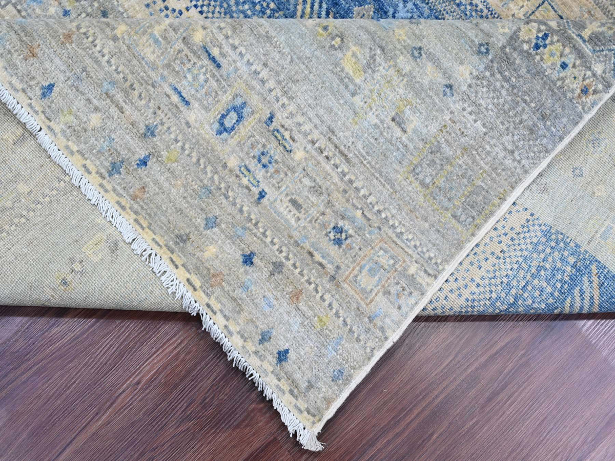 Gabbeh Tribal & Geometric hand-knotted wool rug in Gray, 7'8" x 7'11" — SKU O020915 (view 6)