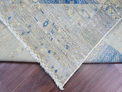 Gabbeh Tribal & Geometric hand-knotted wool rug in Gray, 7'8" x 7'11" — SKU O020915 (view 6)