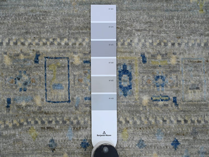Gabbeh Tribal & Geometric hand-knotted wool rug in Gray, 7'8" x 7'11" — SKU O020915 (view 7)