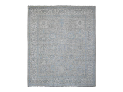 Heriz Oushak hand-knotted wool rug in Gray & Ivory, 8'4" x 9'9" — SKU O020916
