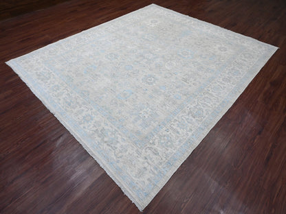 Grey 8'4" x 9'9" Oushak And Peshawar Hand knotted Wool Rug - Sku: O020916