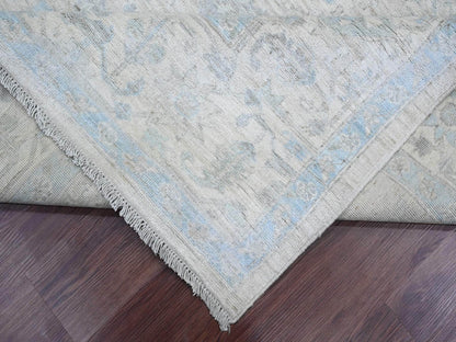Grey 8'4" x 9'9" Oushak And Peshawar Hand knotted Wool Rug - Sku: O020916