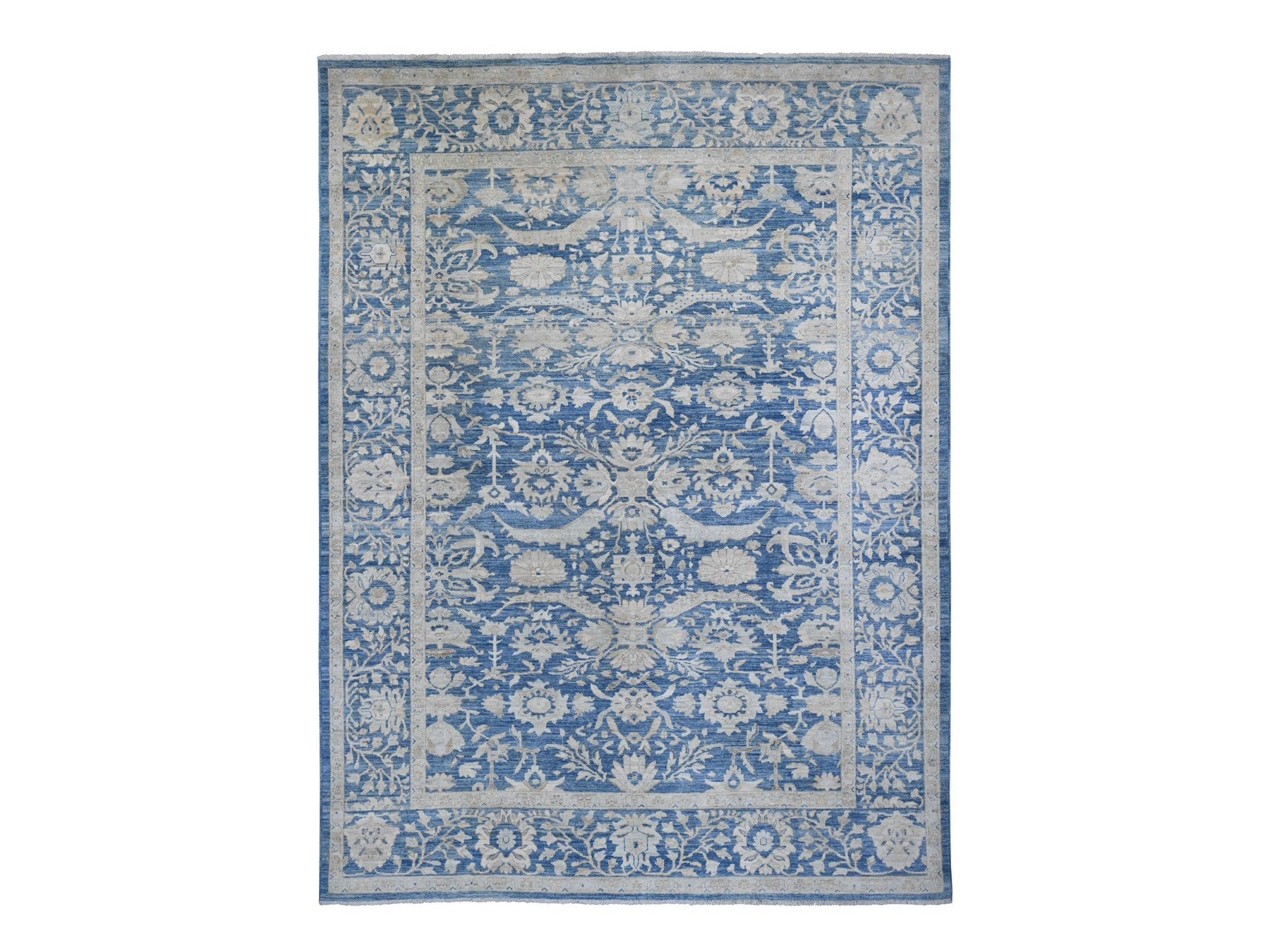Heriz Oushak hand-knotted wool rug in Blue, 8'9" x 11'7" — SKU O020917