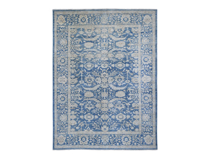 Blue 8'9" x 11'7" Oushak And Peshawar Hand knotted Wool Rug - Sku: O020917
