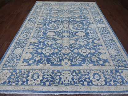 Blue 8'9" x 11'7" Oushak And Peshawar Hand knotted Wool Rug - Sku: O020917