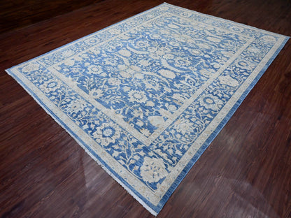 Heriz Oushak hand-knotted wool rug in Blue, 8'9" x 11'7" — SKU O020917 (view 3)