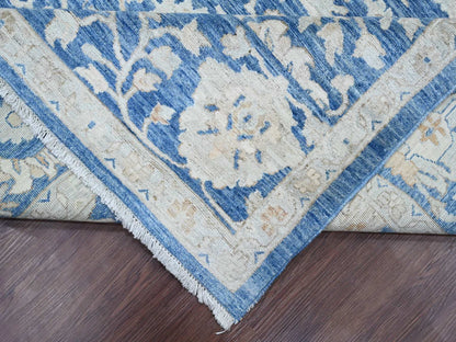 Blue 8'9" x 11'7" Oushak And Peshawar Hand knotted Wool Rug - Sku: O020917