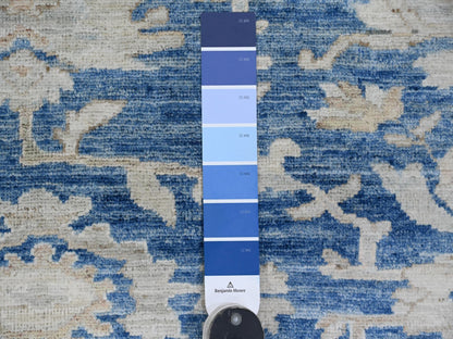 Blue 8'9" x 11'7" Oushak And Peshawar Hand knotted Wool Rug - Sku: O020917