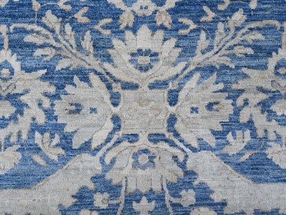 Blue 8'9" x 11'7" Oushak And Peshawar Hand knotted Wool Rug - Sku: O020917