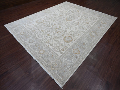Heriz Heriz hand-knotted wool rug in Ivory & Gray, 8'11" x 11' — SKU O020918 (view 3)