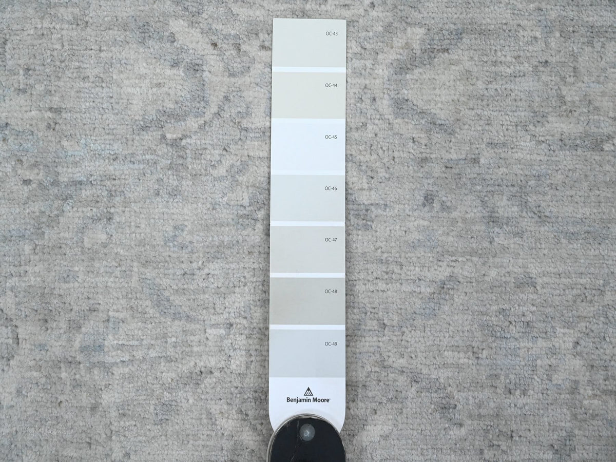Heriz Oushak hand-knotted wool runner in Gray & Ivory, 2'10" x 31'9" — SKU O020919 (view 3)