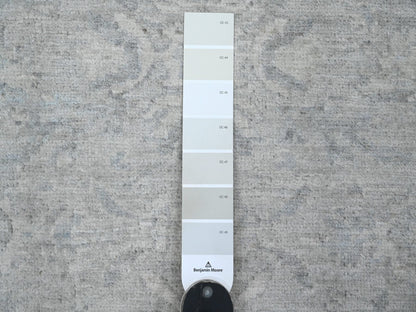 Heriz Oushak hand-knotted wool runner in Gray & Ivory, 2'10" x 31'9" — SKU O020919 (view 3)