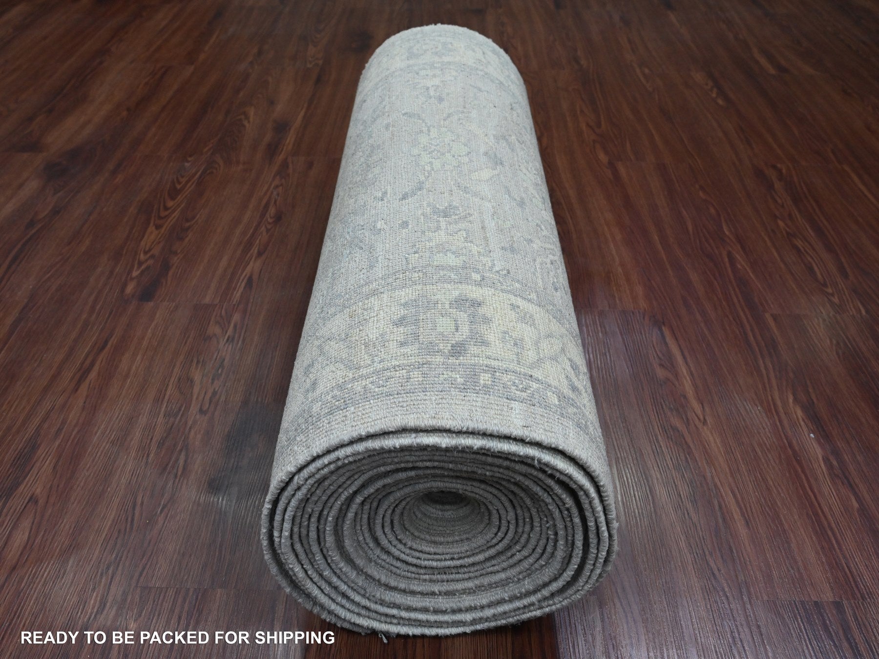 Heriz Oushak hand-knotted wool runner in Gray & Ivory, 2'10" x 31'9" — SKU O020919 (view 4)