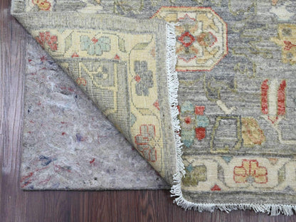 Heriz Oushak hand-knotted wool runner in Gray & Ivory, 2'7" x 12'3" — SKU O020920 (view 2)