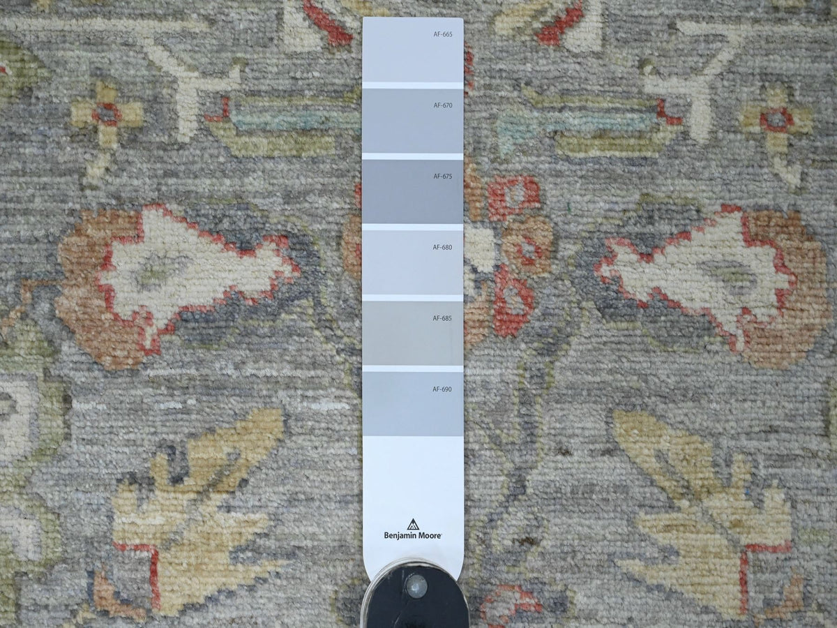 Heriz Oushak hand-knotted wool runner in Gray & Ivory, 2'7" x 12'3" — SKU O020920 (view 3)