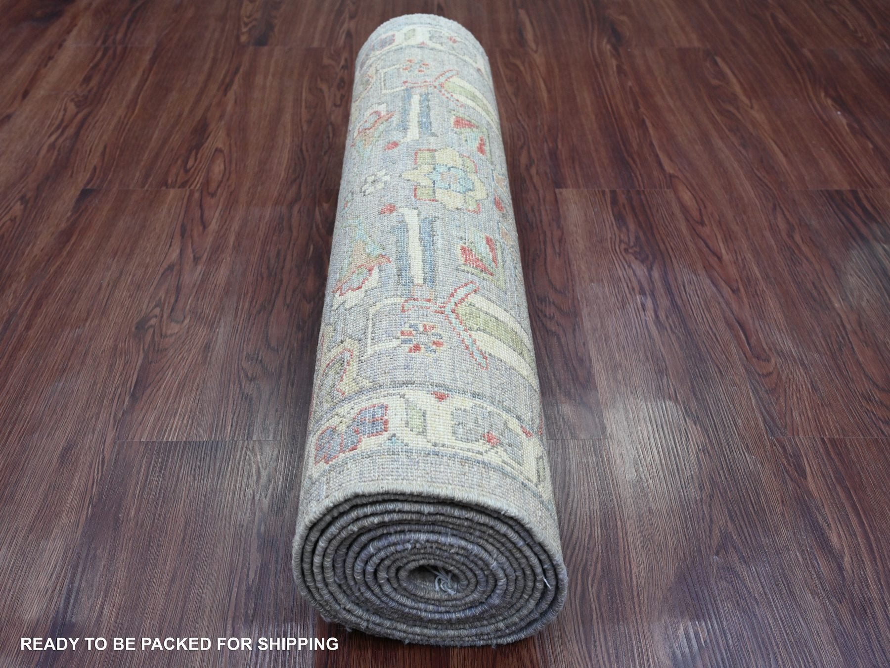 Heriz Oushak hand-knotted wool runner in Gray & Ivory, 2'7" x 12'3" — SKU O020920 (view 4)