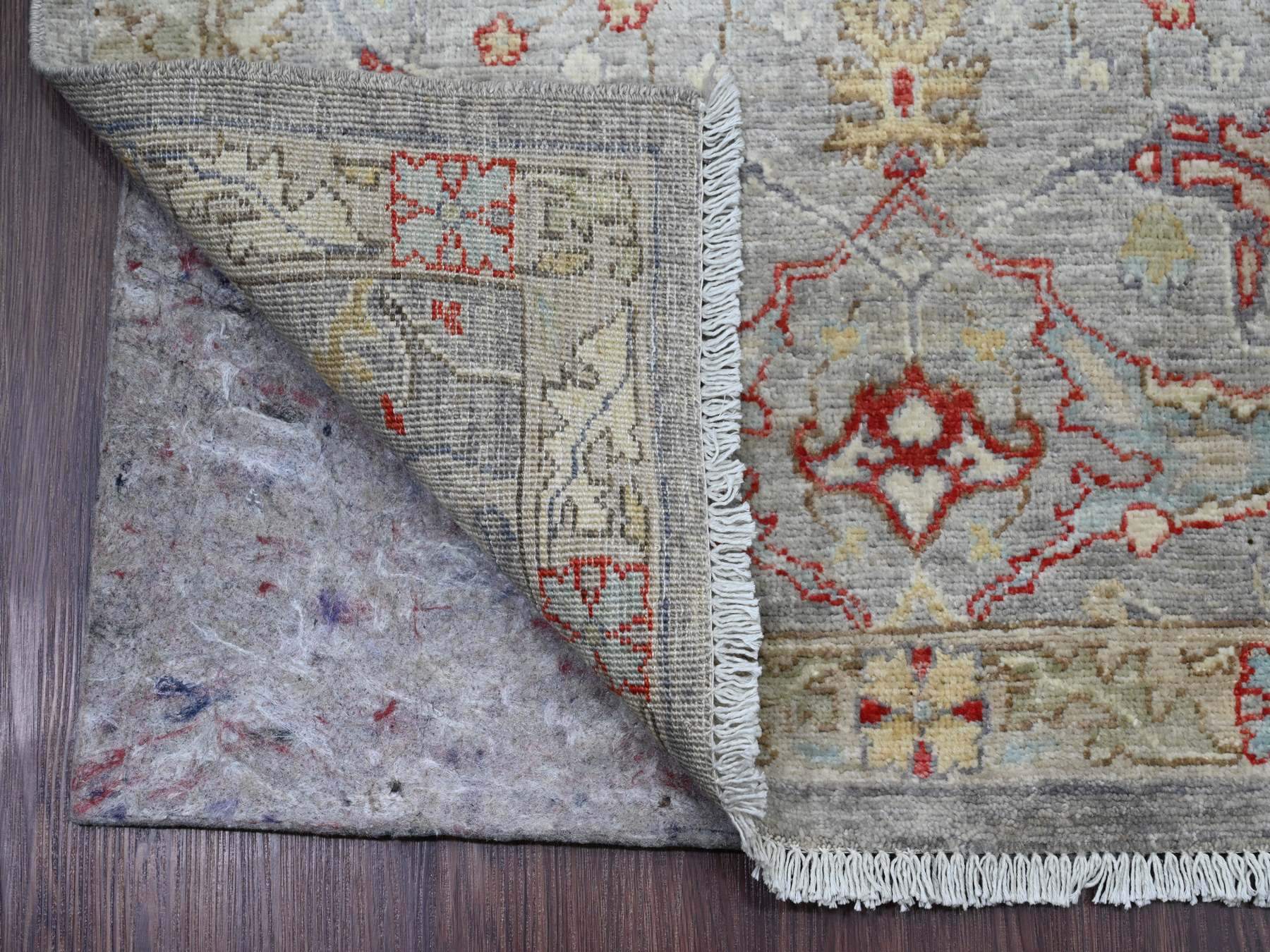 Peshawar Oushak hand-knotted wool runner in Gray & Ivory, 3'1" x 15'10" — SKU O020921 (view 2)