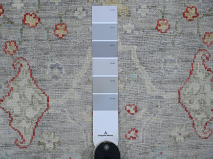 Grey 3'1" x 15'10" Oushak And Peshawar Hand knotted Wool Rug - Sku: O020921