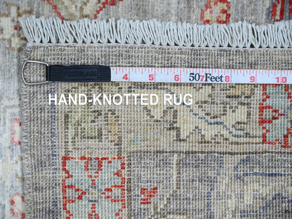 Peshawar Oushak hand-knotted wool runner in Gray & Ivory, 3'1" x 15'10" — SKU O020921 (view 6)