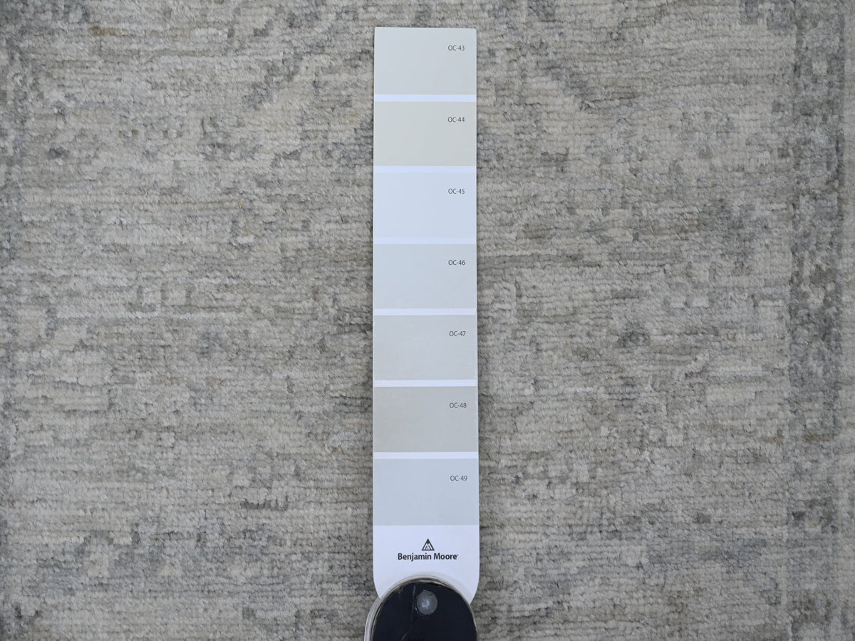 Heriz Oushak hand-knotted wool runner in Gray & Ivory, 2'3" x 29'4" — SKU O020926 (view 3)