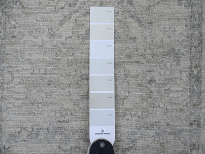 Heriz Oushak hand-knotted wool runner in Gray & Ivory, 2'3" x 29'4" — SKU O020926 (view 3)