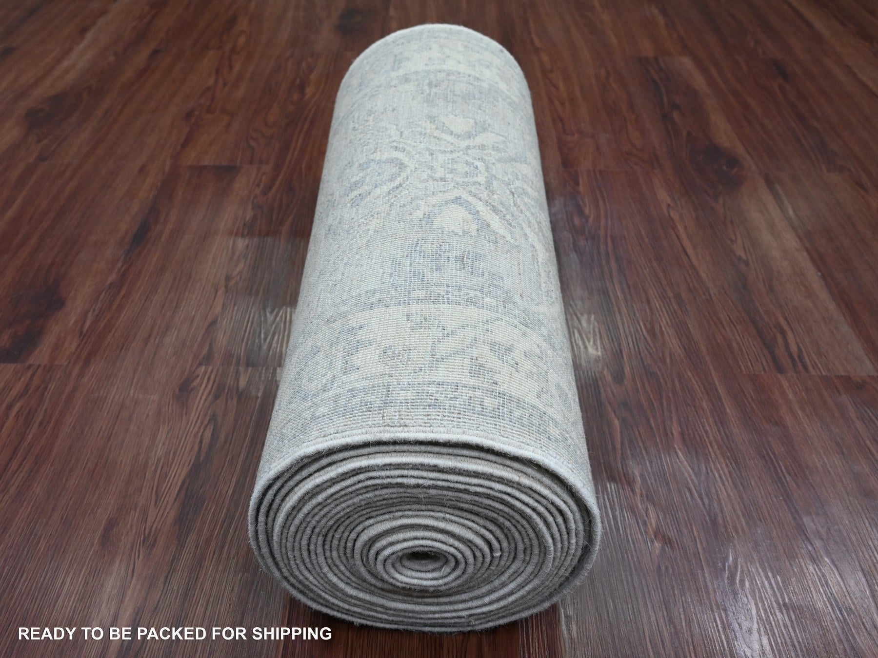 Heriz Oushak hand-knotted wool runner in Gray & Ivory, 2'3" x 29'4" — SKU O020926 (view 4)