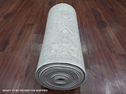 Heriz Oushak hand-knotted wool runner in Gray & Ivory, 2'3" x 29'4" — SKU O020926 (view 4)
