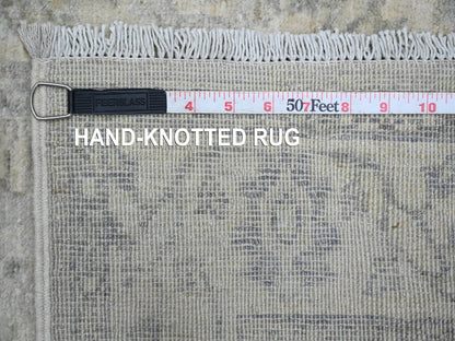 Heriz Oushak hand-knotted wool runner in Gray & Ivory, 2'3" x 29'4" — SKU O020926 (view 6)