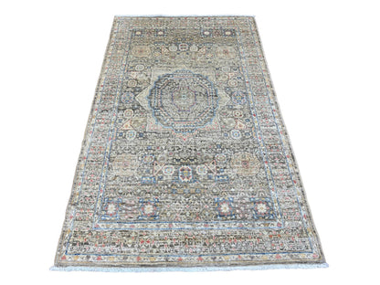 Brown 3'9" x 6'7" Mamluk Hand knotted Wool Rug - Sku: O020929