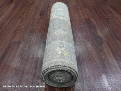 Green 2'11" x 19'10" Oushak / Peshawar Hand knotted Wool Rug - Sku: O020931