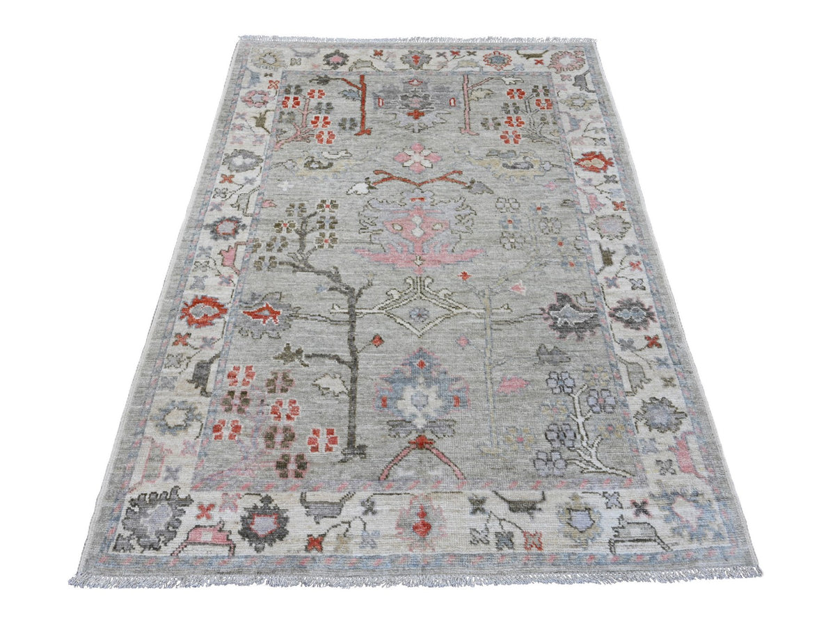 Oushak Oushak hand-knotted wool rug in Gray & Ivory, 4'5" x 5'11" — SKU O020941