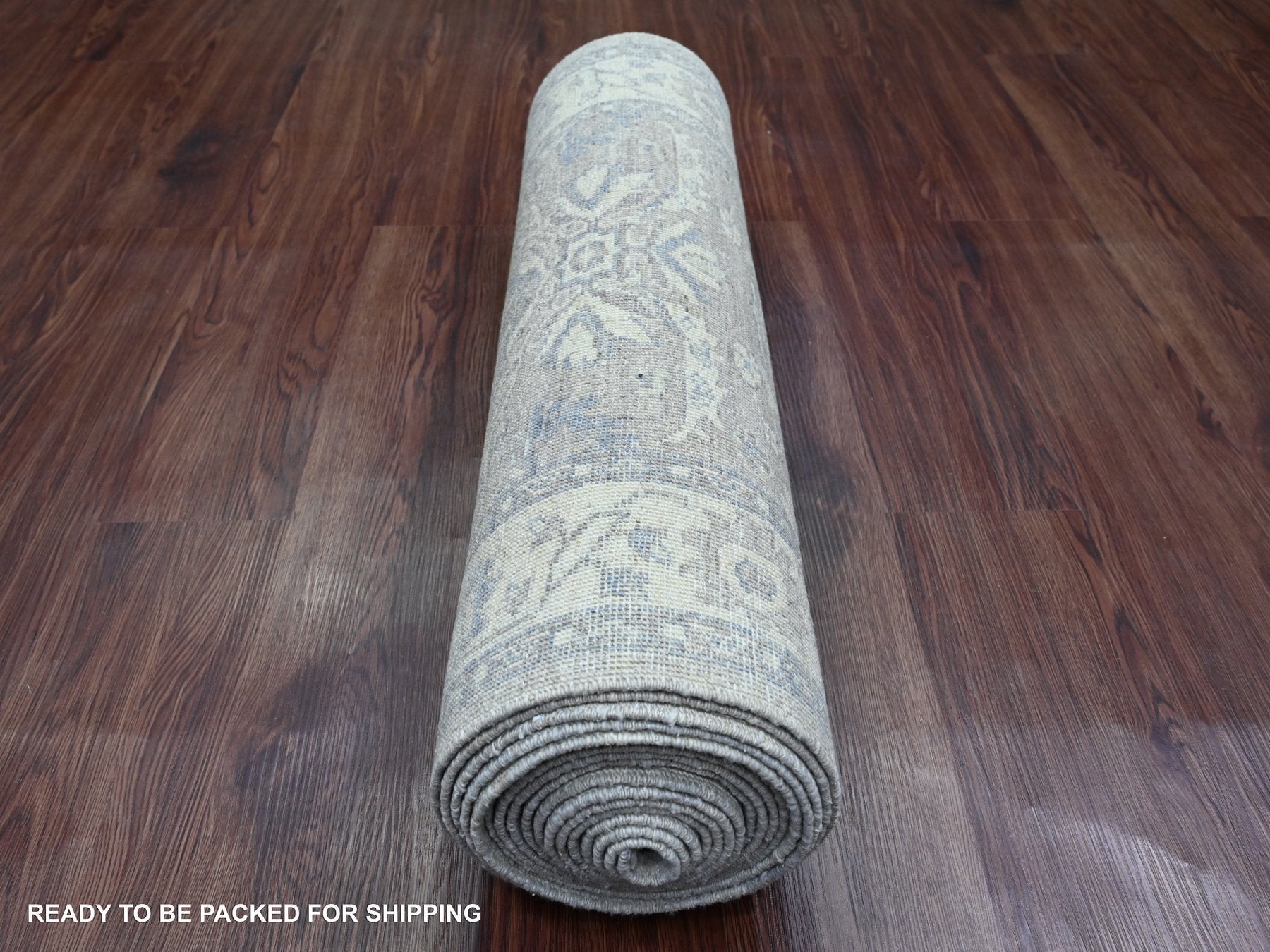 Heriz Oushak hand-knotted wool runner in Gray & Ivory, 2'6" x 19'2" — SKU O020945 (view 4)