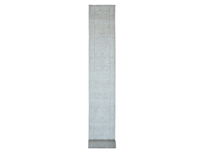 Heriz Oushak hand-knotted wool runner in Gray & Ivory, 2'6" x 28'9" — SKU O020946