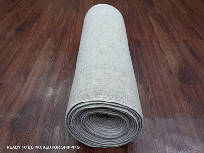 Heriz Oushak hand-knotted wool runner in Gray & Ivory, 2'6" x 28'9" — SKU O020946 (view 4)