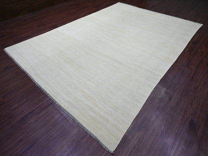 Beige 8'9" x 12'4" Flat Weave Hand woven Wool Rug - Sku: O020947