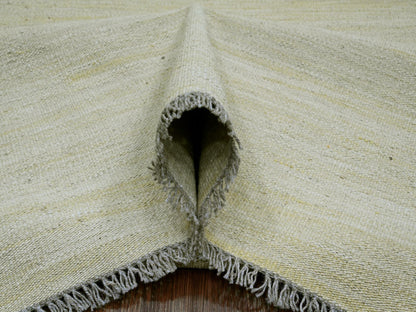 Beige 8'9" x 12'4" Flat Weave Hand woven Wool Rug - Sku: O020947