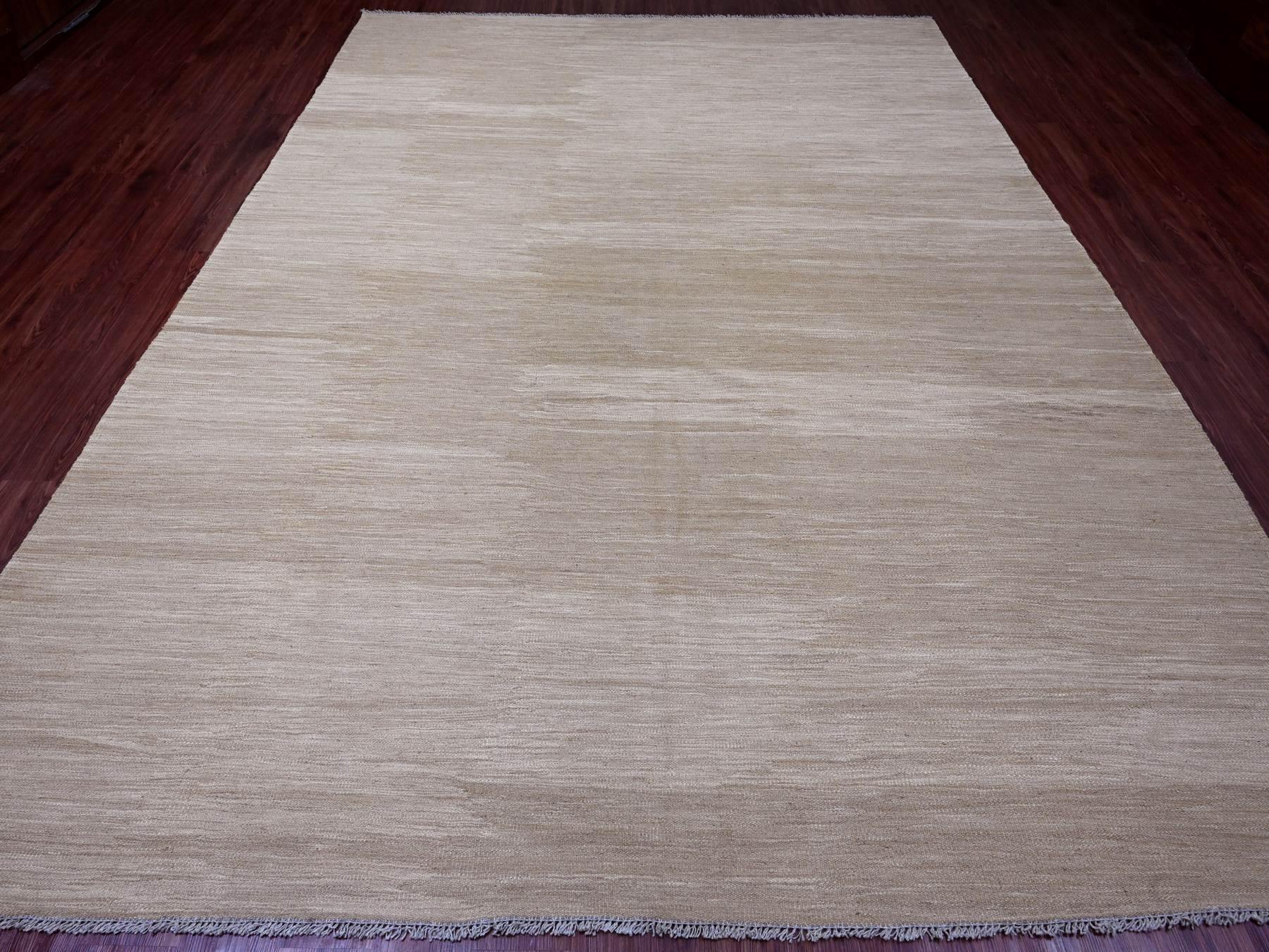 Kilim Flat-Weave hand-knotted wool rug in Brown, 8'11" x 12'1" — SKU O020948 (view 2)