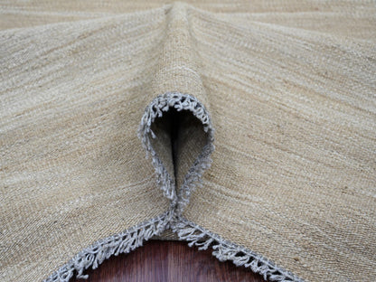 Brown 8'11" x 12'1" Flat Weave Hand woven Wool Rug - Sku: O020948