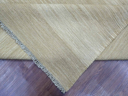 Brown 8'11" x 12'1" Flat Weave Hand woven Wool Rug - Sku: O020948