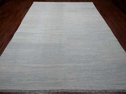 Blue 9'1" x 11'11" Flat Weave Hand woven Wool Rug - Sku: O020951