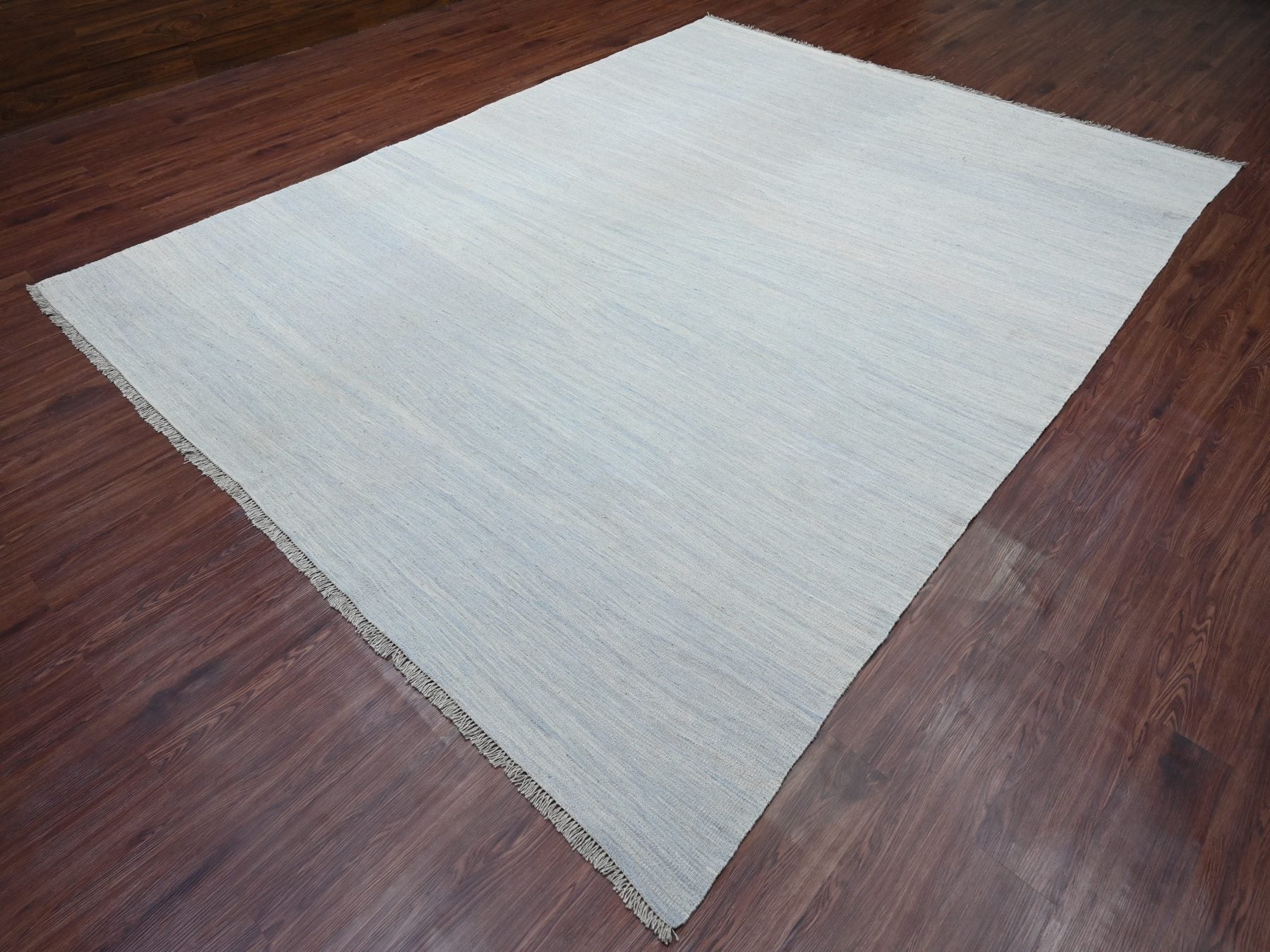 Kilim Flat-Weave hand-knotted wool rug in Blue, 9'1" x 11'11" — SKU O020951 (view 3)
