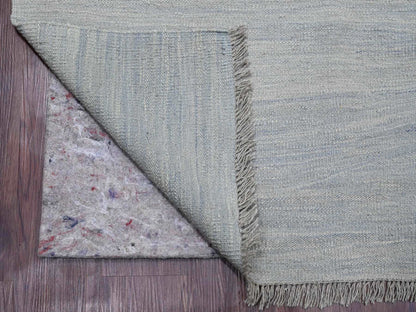 Blue 9'1" x 11'11" Flat Weave Hand woven Wool Rug - Sku: O020951