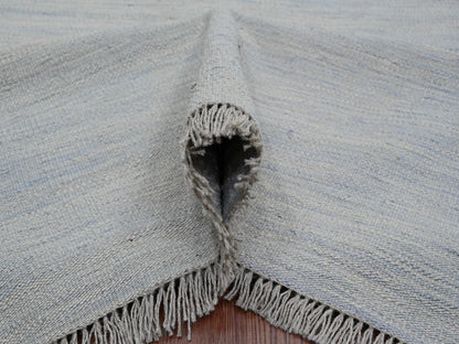 Blue 9'1" x 11'11" Flat Weave Hand woven Wool Rug - Sku: O020951