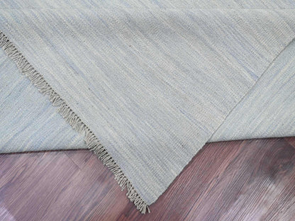 Blue 9'1" x 11'11" Flat Weave Hand woven Wool Rug - Sku: O020951